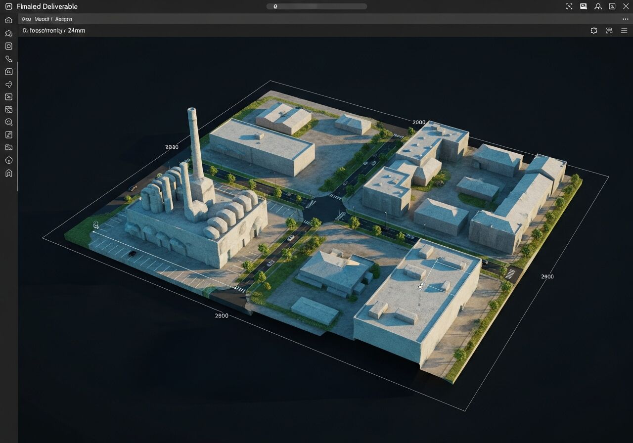 aerial 3d model of a site, a finished stravyx deliverable